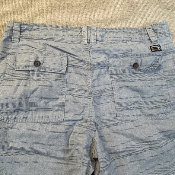 O'Neill Mens 36 Chino Shorts Light Blue Flat Front Striped Cotton Standard Fit - Picture 4 of 14